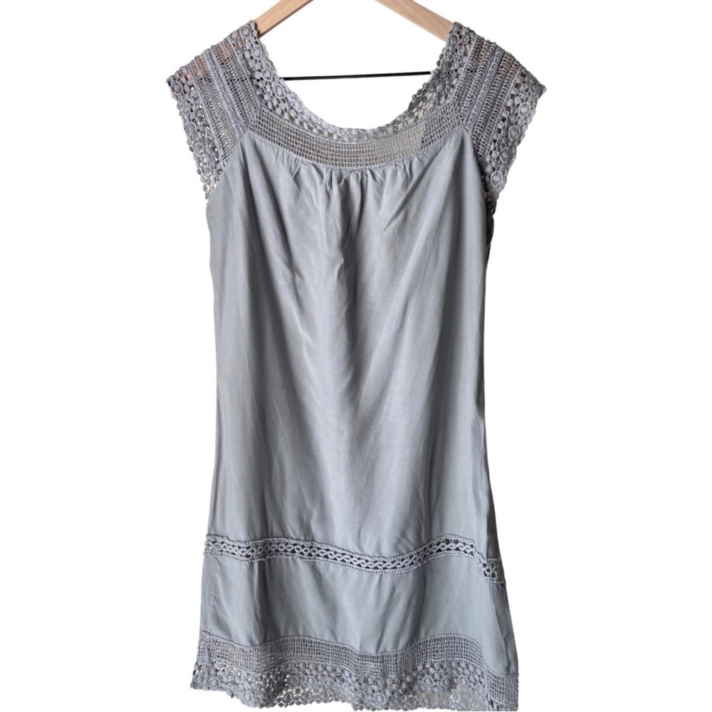 Gray / Light Blue Crochet Dress